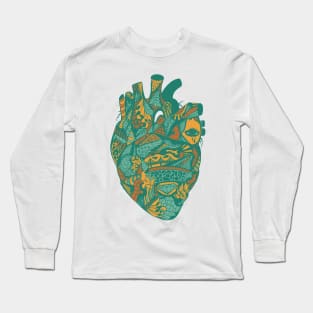 Mountain Green Transparent Heart Long Sleeve T-Shirt